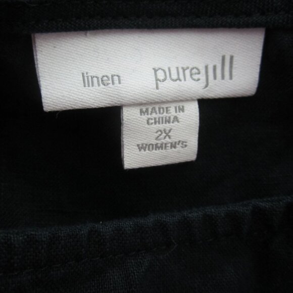 Pure J Jill Womens Plus 2X Dark Navy Indigo Blue 100% Linen Tunic Pockets Shirt - Picture 3 of 10
